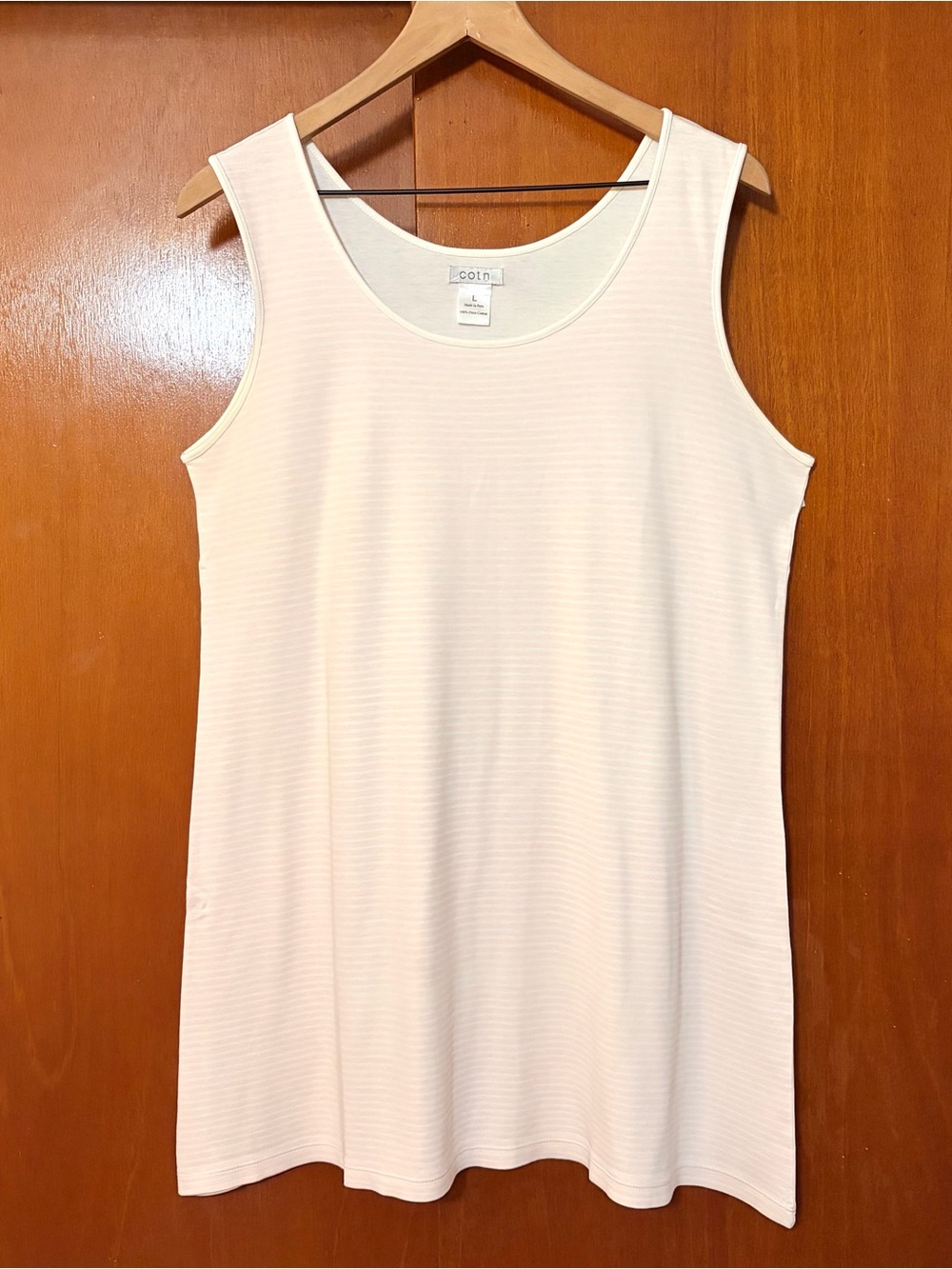 COTN Classic Short Tank Night Gown Pink Stripe Pima Cotton